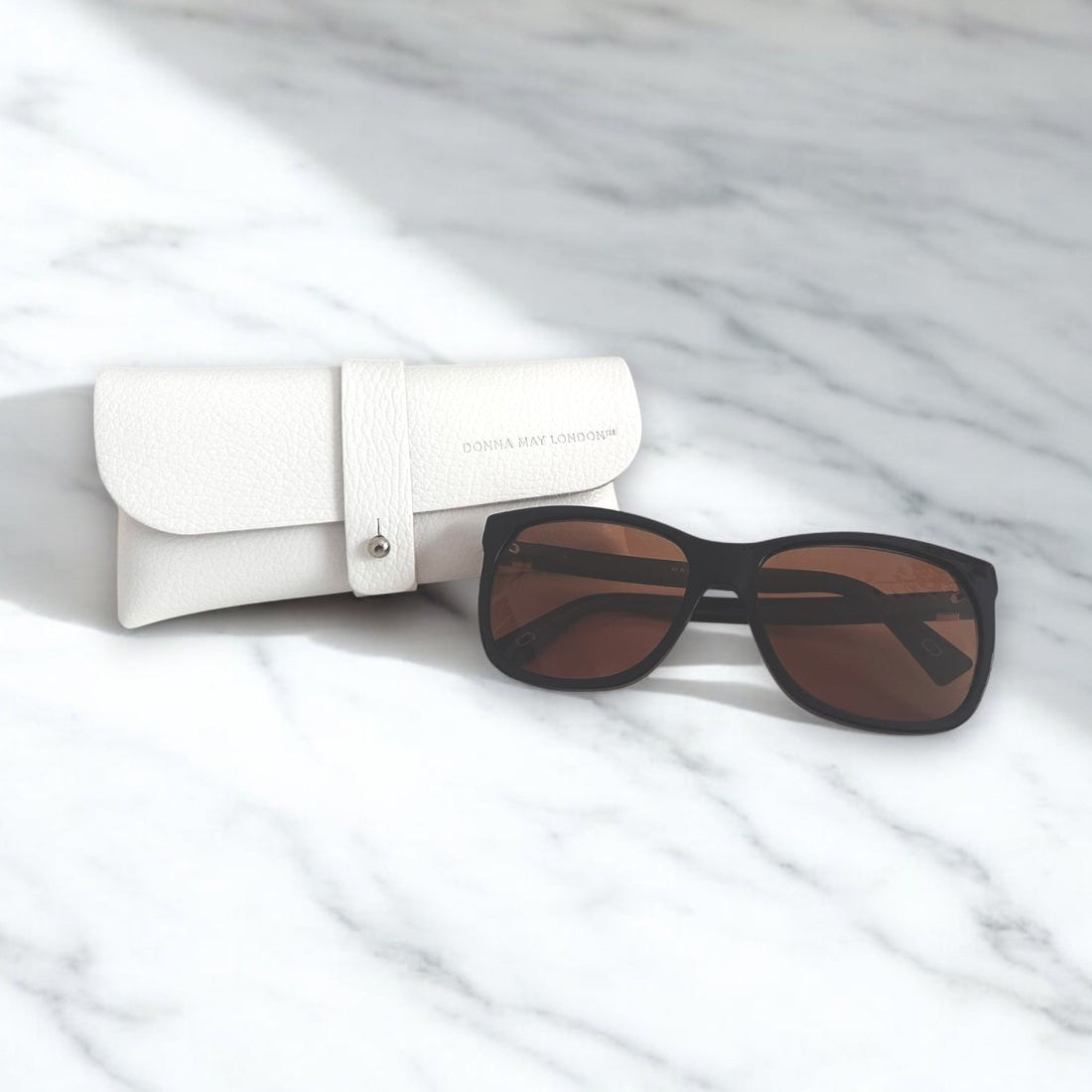 white leather glasses case