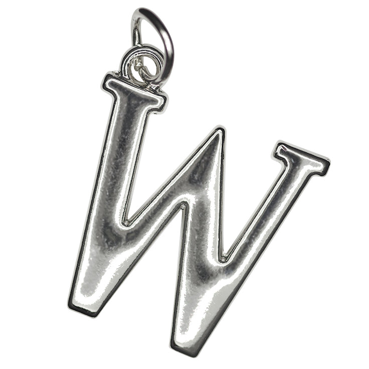 Silver W initial Charm