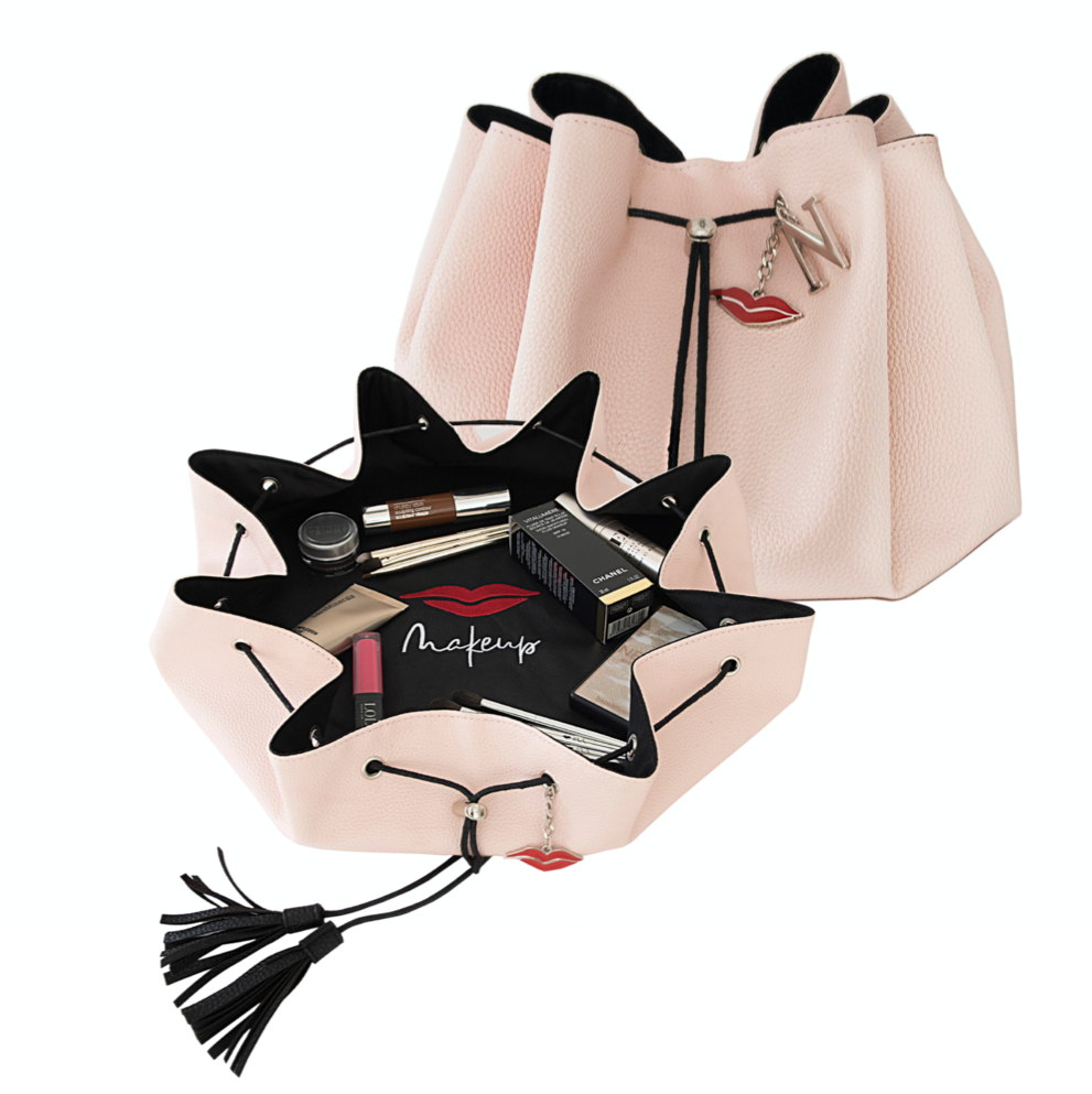 Pink Flat Lay Makeup Bag