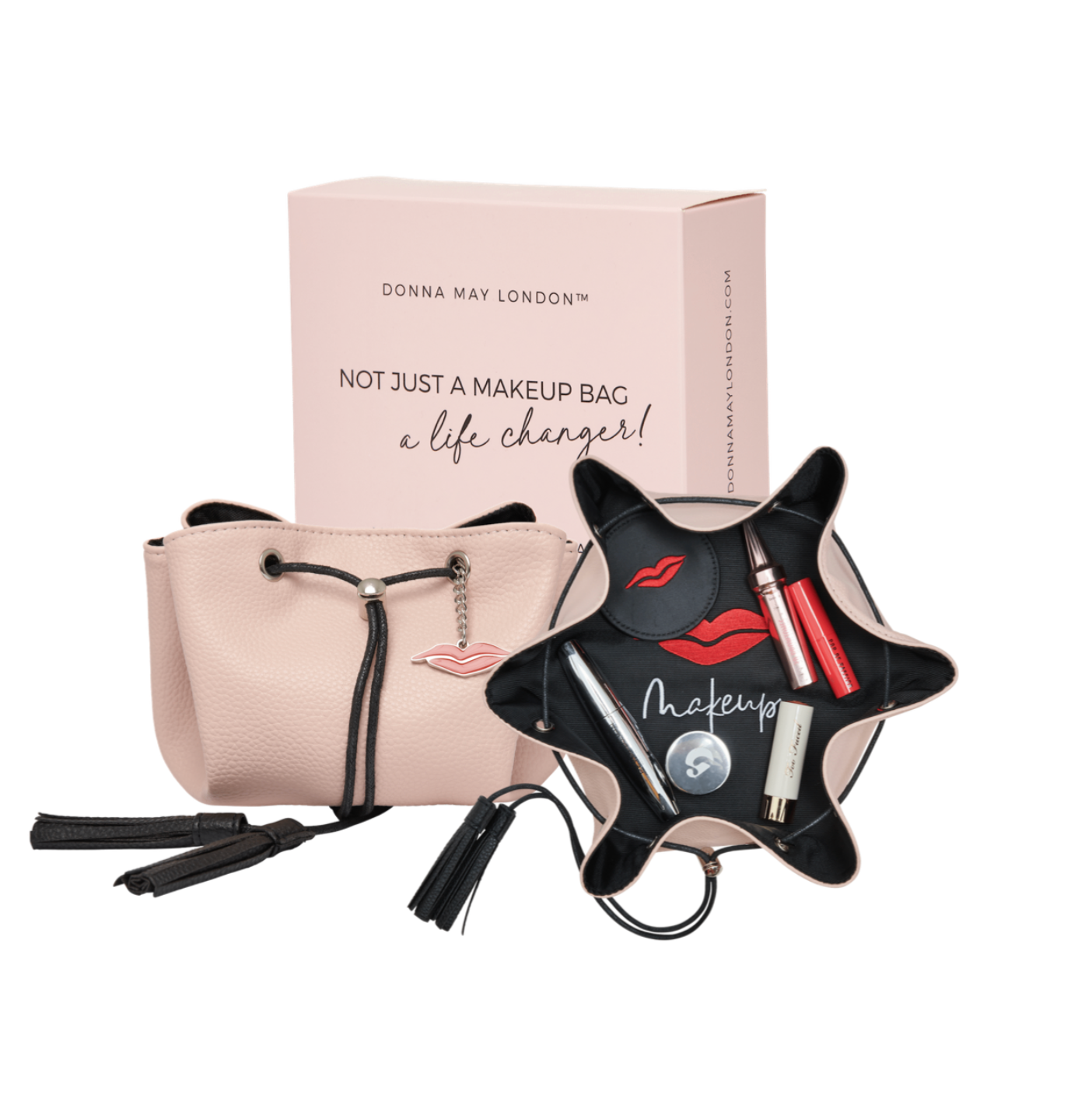 blush pink mini makeup bag